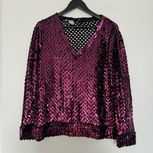 Vintage Partique New York V- Neck Sequin Blouse